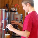 Cody pours drinks at Wib's Barbecue in Jackson MO