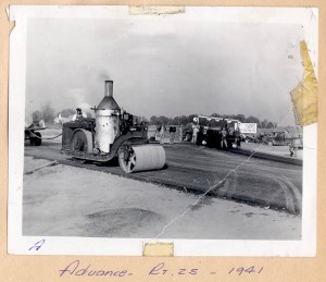 Steam roller paving Rt. 25 near Advance, MO, 1941