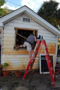 John Perry installing window