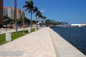 Sidewalk along Flagler Dr. in West Palm Beach, FL