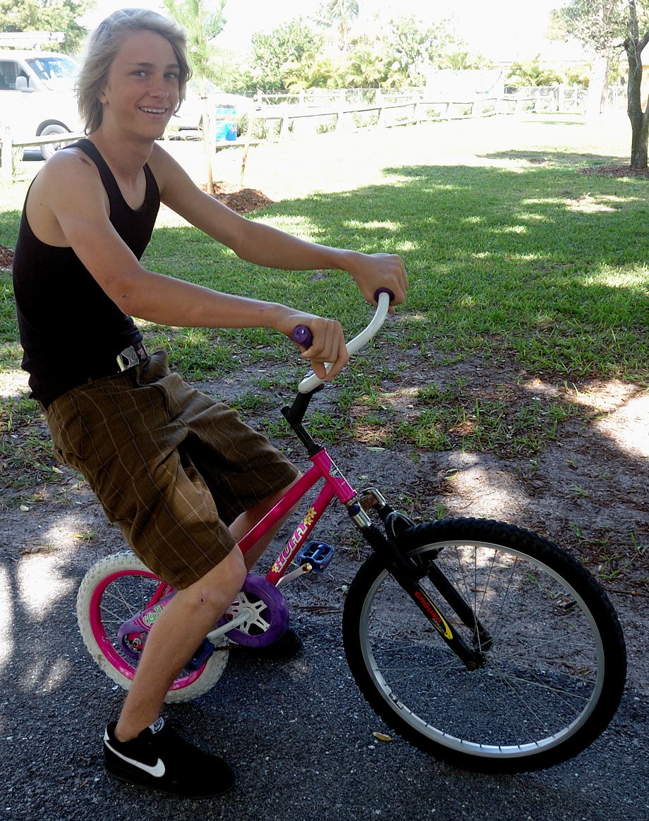 Carson on his Pimp Big Wheel Bicycle
