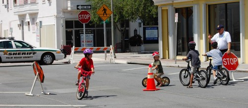 Children learn safety rules at Lake Worth FL bike rodeo