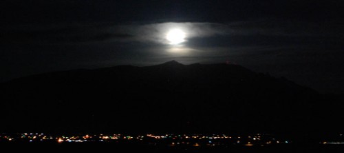 Full moon over the Sandia Mountains near Albuquerque, NM