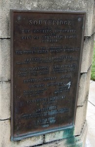 Southridge dedication plaque on flagpole