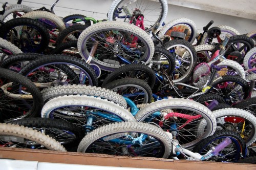 Bikes recycled by the Freakbike Militia for Jack the Bike Man to give away at Christmas