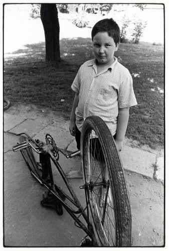 Hemlock, OH, youngster with broken bicycle circa 1968