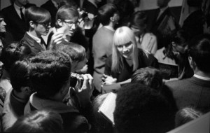 Mary Travers of Peter Paul and Mary with fans at Ohio University in 1968