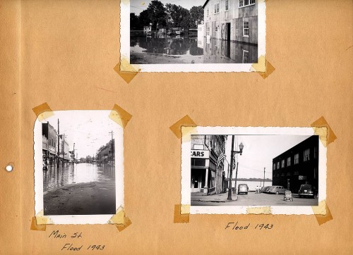 L.V. Steinhoff scrapbook photos of 1943 Mississippi River Flood in Cape Girardeau, MO