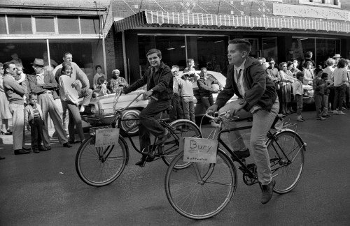 1964 Southeast Missouri State College Homecoming Bury Goldwater bikes