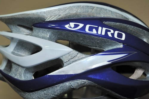 Bicycle Helmet Damaged After Crash